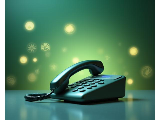 Telefonhörer mit Wellness-Symbolen im Hintergrund